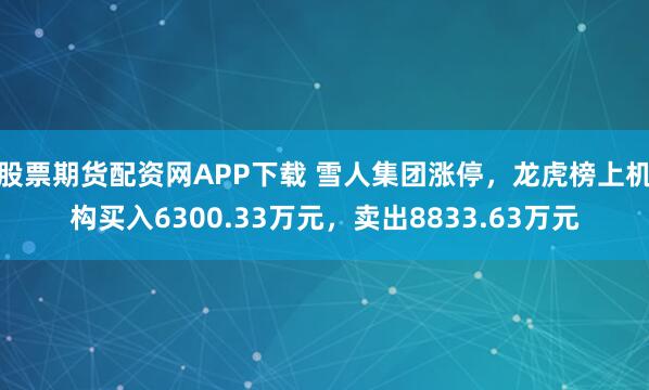 股票期货配资网APP下载 雪人集团涨停,龙虎榜上机构买入6300.33万元,卖出8833.63万元