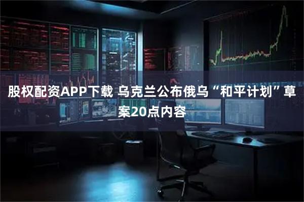 股权配资APP下载 乌克兰公布俄乌“和平计划”草案20点内容